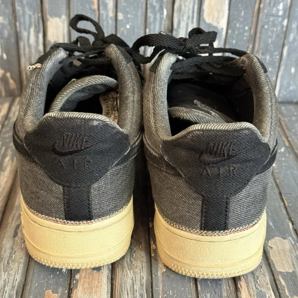 Nike 3x1 x Air Force 1 Premium Low Black Denim Sneakers 905345-006 Boys 6